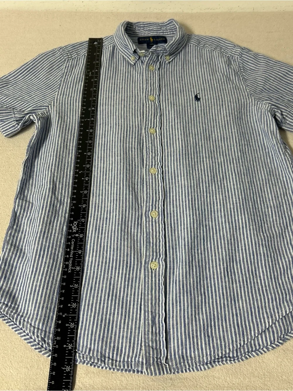 Ralph Lauren Shirt Boy’s L 14-16 Blue White Stripe